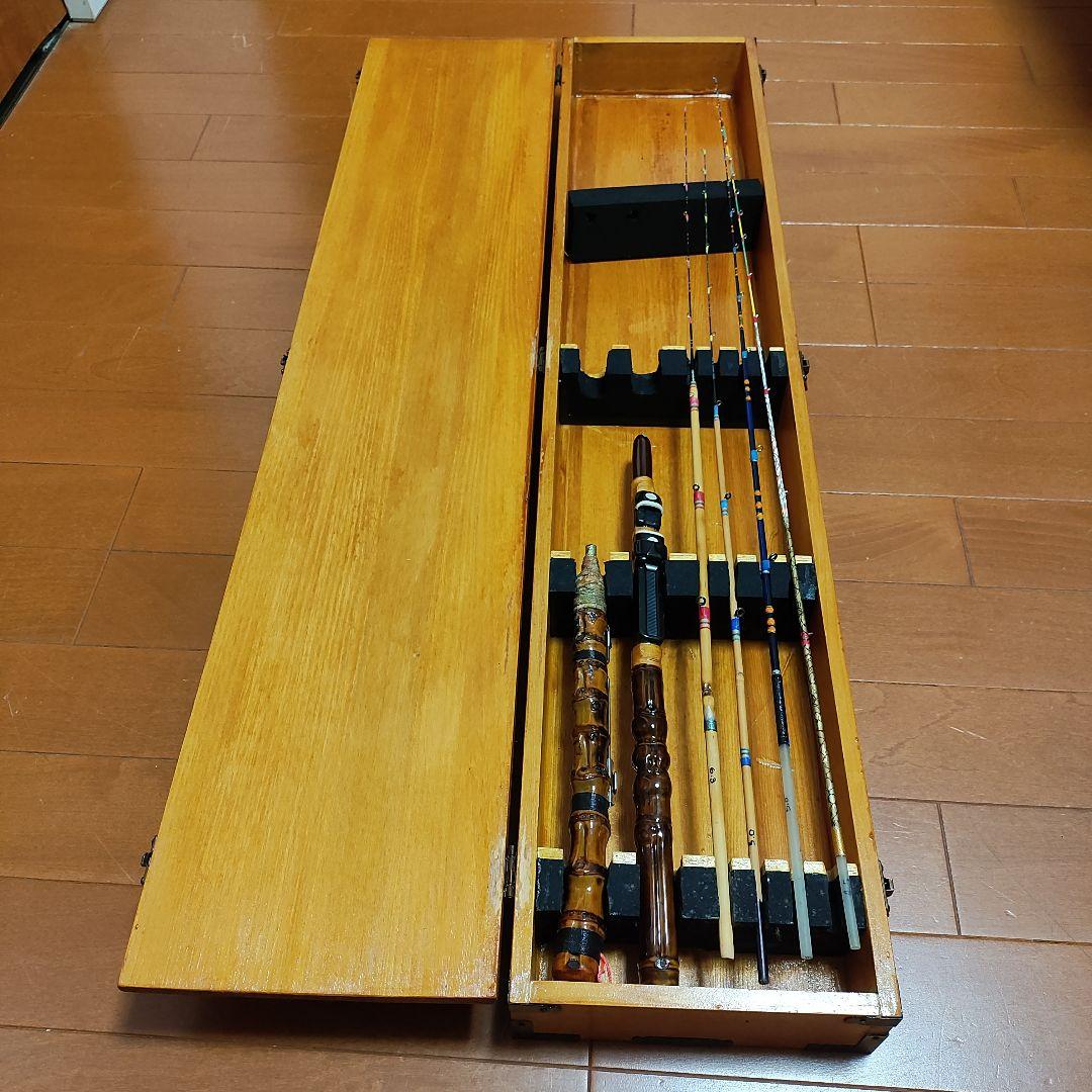 竹製釣り竿6本セット 木製ケース付き（エイトマン）