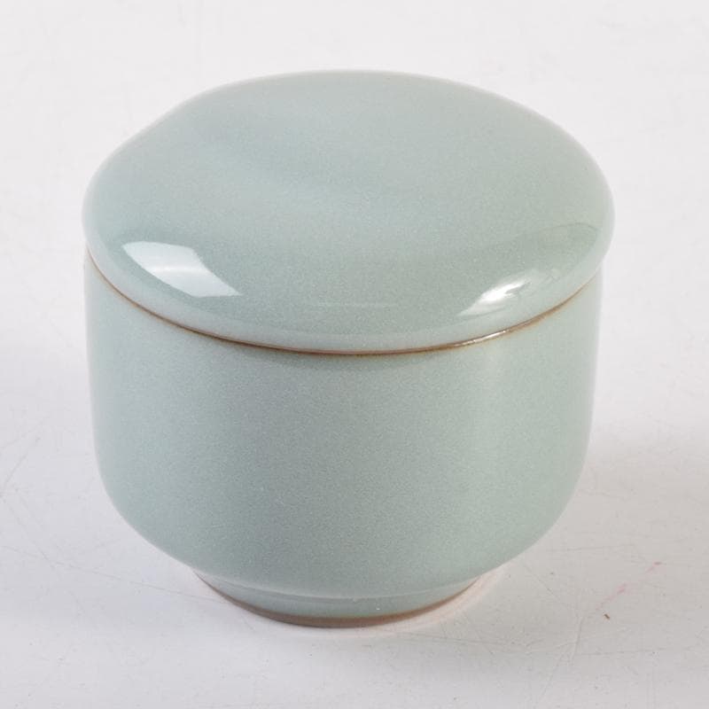 茶道具　諏訪蘇山作　青磁　桃香合　堀内宗完(兼中斎)書付　共箱　V　7191