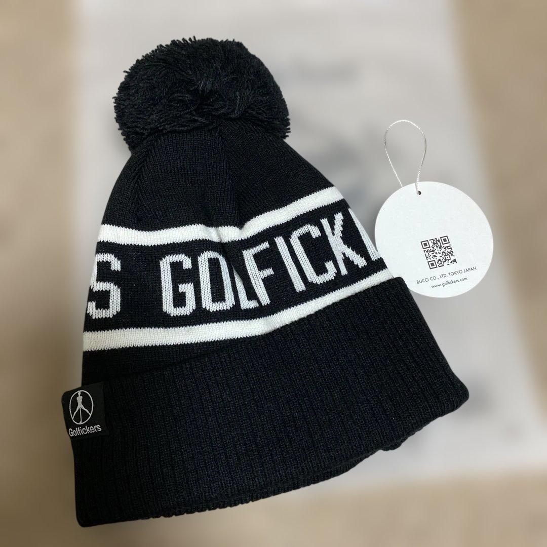 Golfickers ポンポン付きニット帽 黒/白