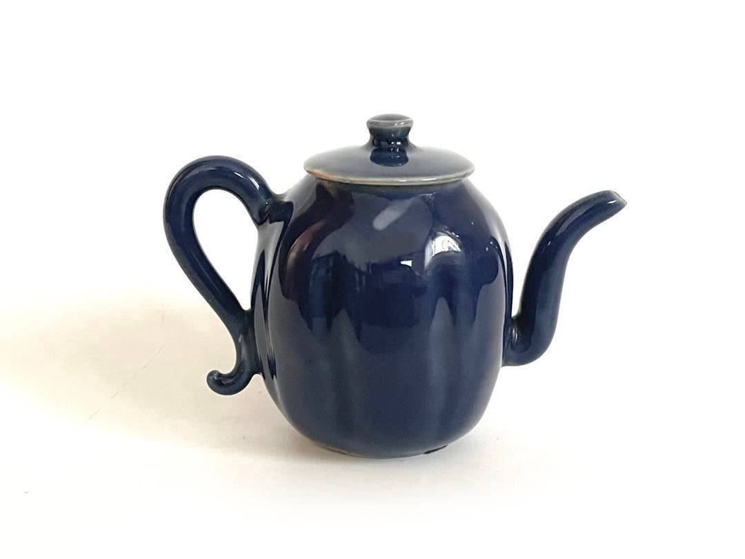 骨董　アンティーク　瑠璃　瓜型　水滴　水注　急須　古伊万里　李朝