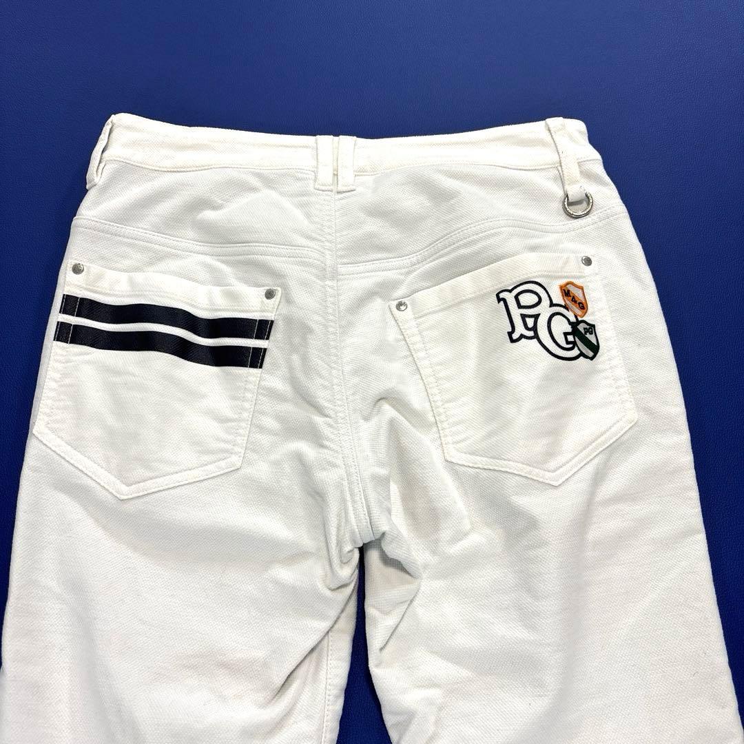 パーリーゲイツ　蓄熱　ロングパンツ　0/S ホワイト　秋冬　バックロゴ　刺繍