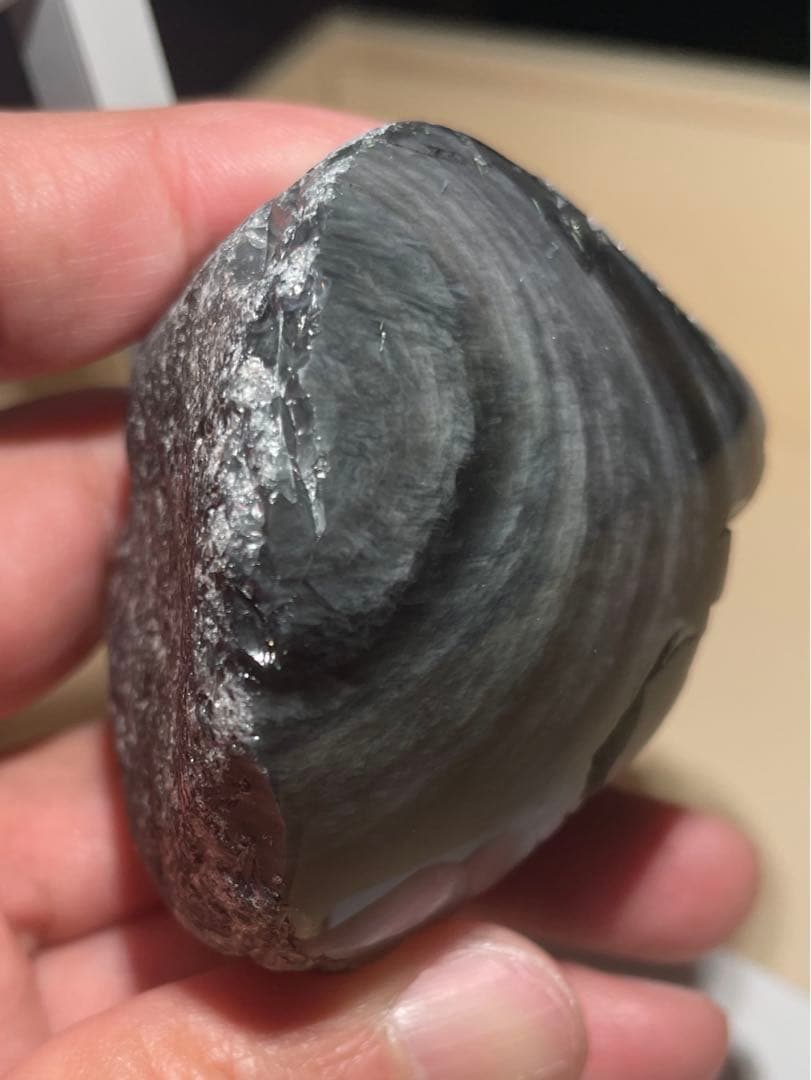 研磨品　十勝石玲瓏両面磨き　レインボーオブシディアン　虹雲