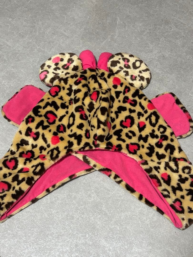 ヒョウ柄 マフラーキャップ ミニー