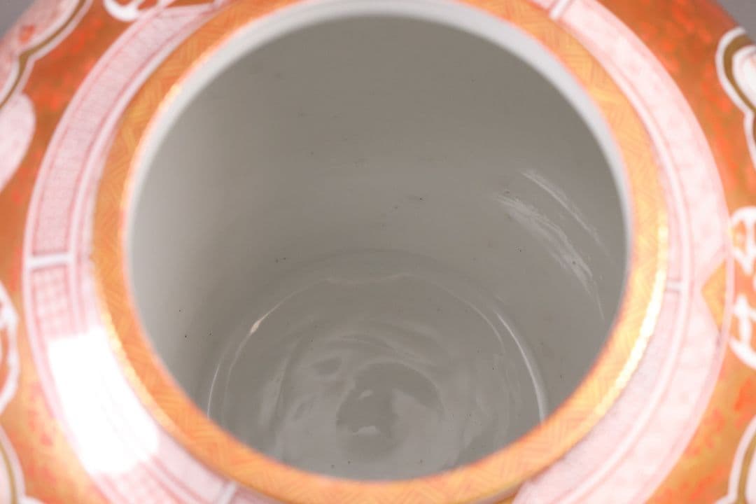 【M387】九谷焼 名工 橋田与三郎 細密赤絵金彩 花瓶 楼閣山水人物草花 花器