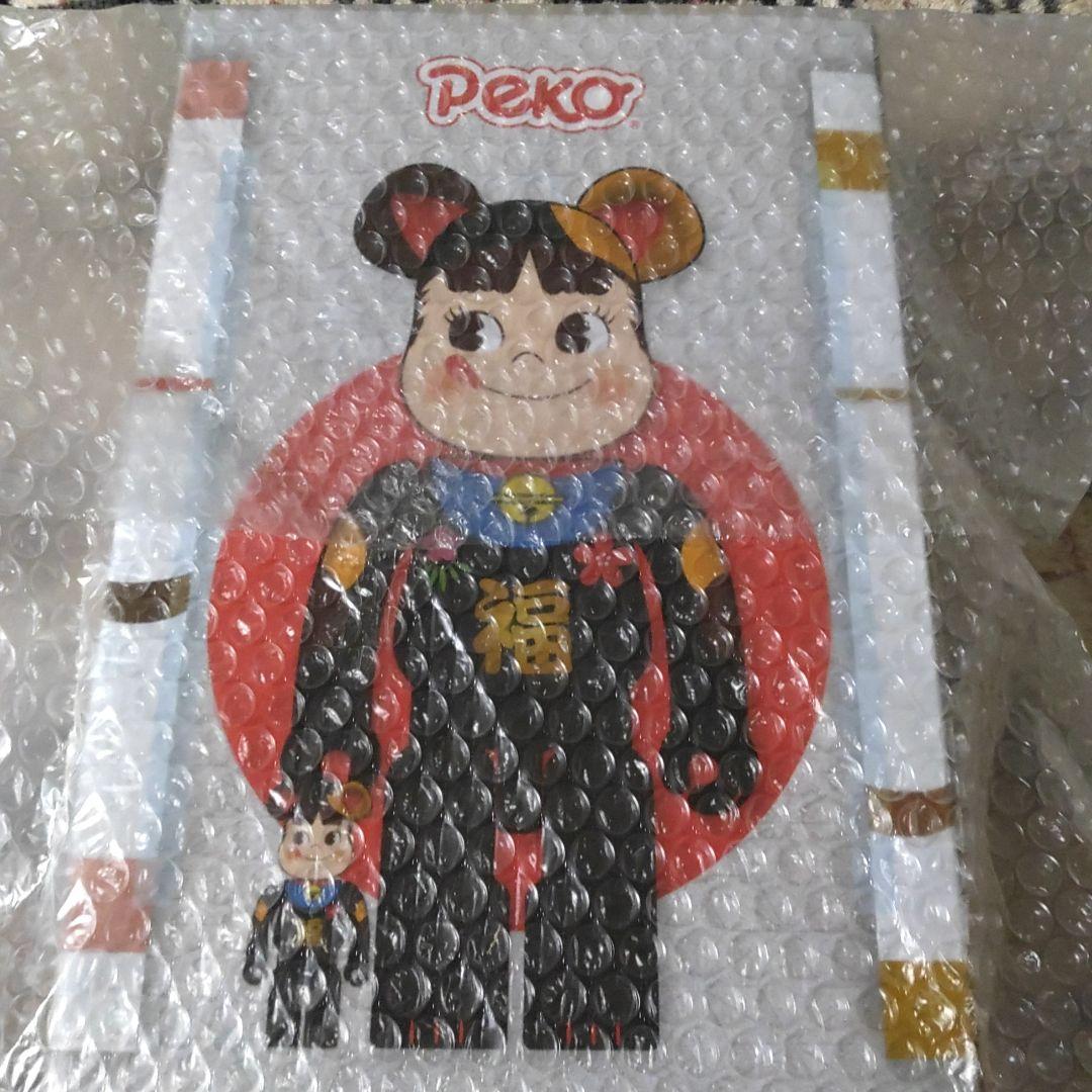 BE@RBRICK 招き猫 ペコちゃん 福 黒 100% & 400%