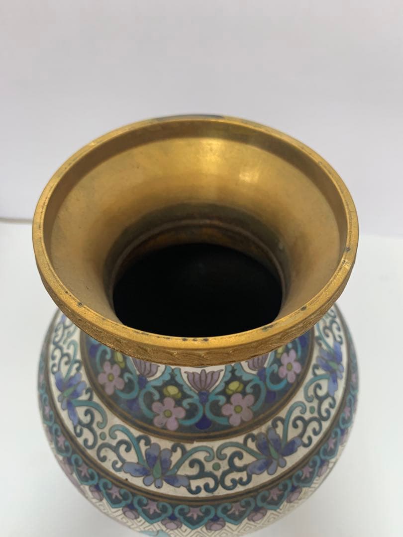 中国美術　景泰藍　七宝焼　花鳥纹　花瓶　送料込み