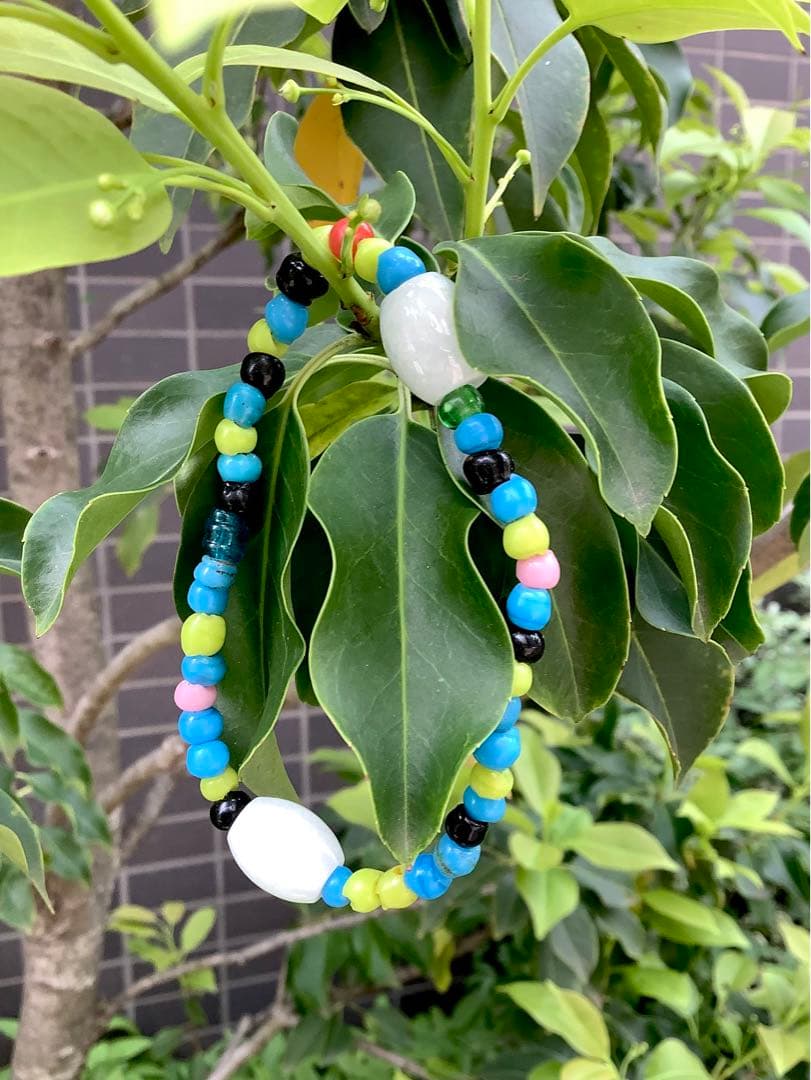 蔵出‼️ガラス玉　日本製超アンティークとんぼ&糸魚川翡翠樽型ブレスレット小物パーツ