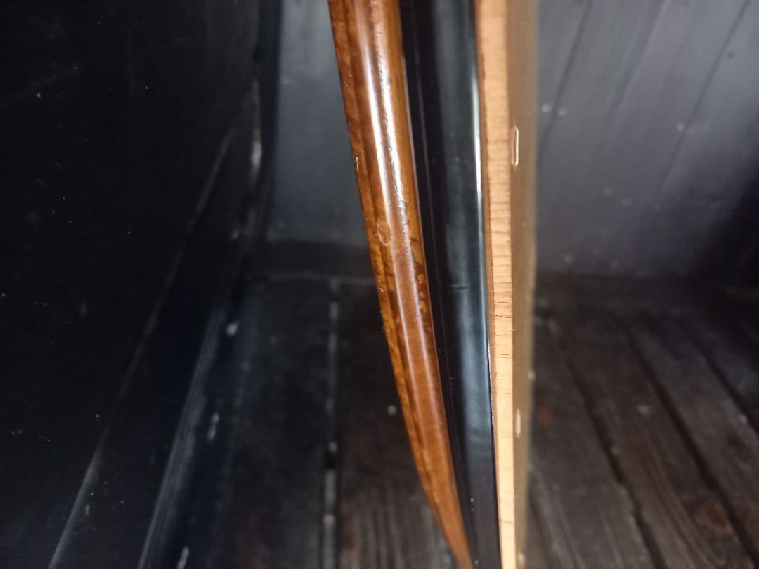 イタリア製　ヴィンテージ　大型　オーバル　ウッド　壁掛け鏡　ウォール　ミラー