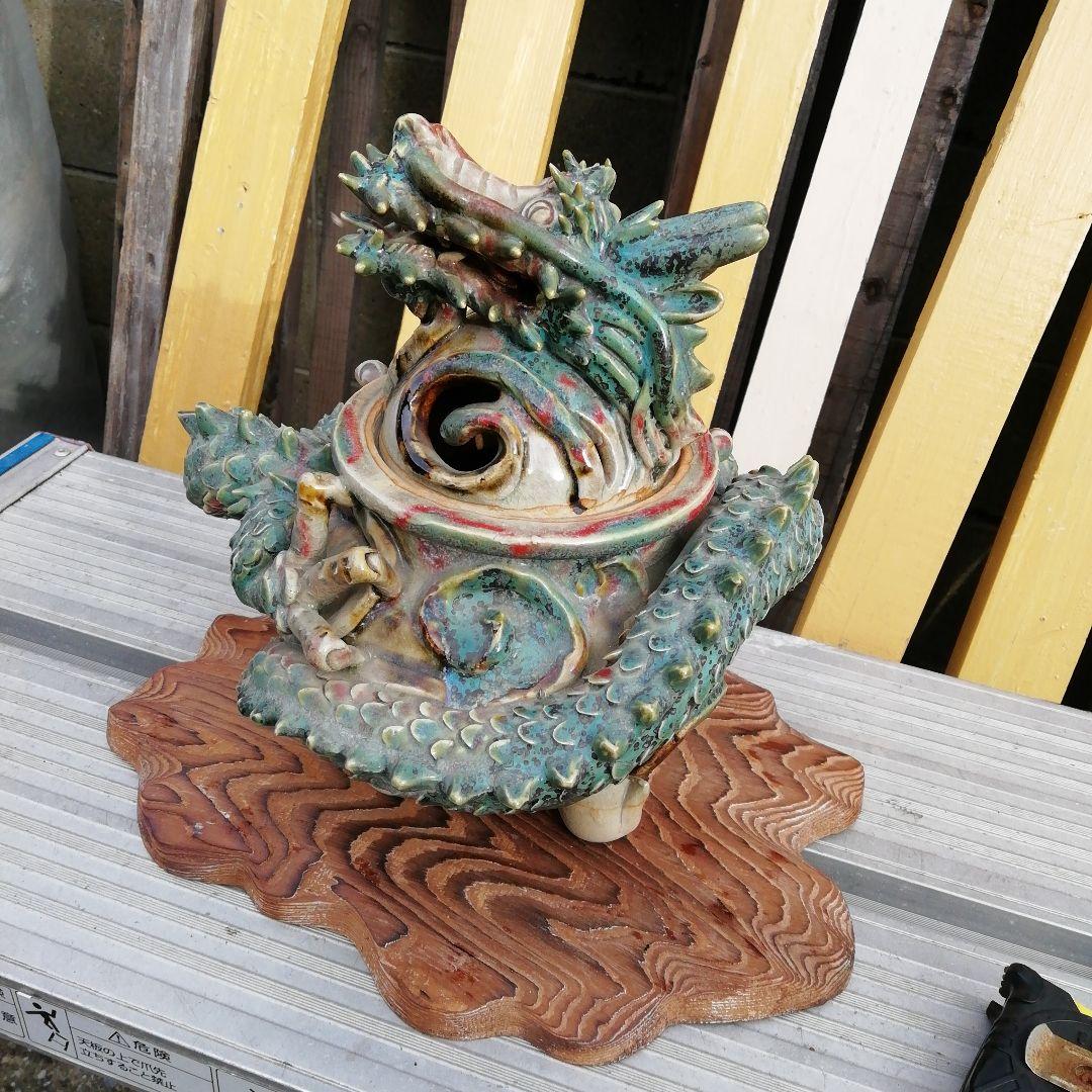 山岡徹山龍登窯香呂の陶器彫刻 装飾品、上野焼香春焼き工芸品、華道仏教、お寺、骨董