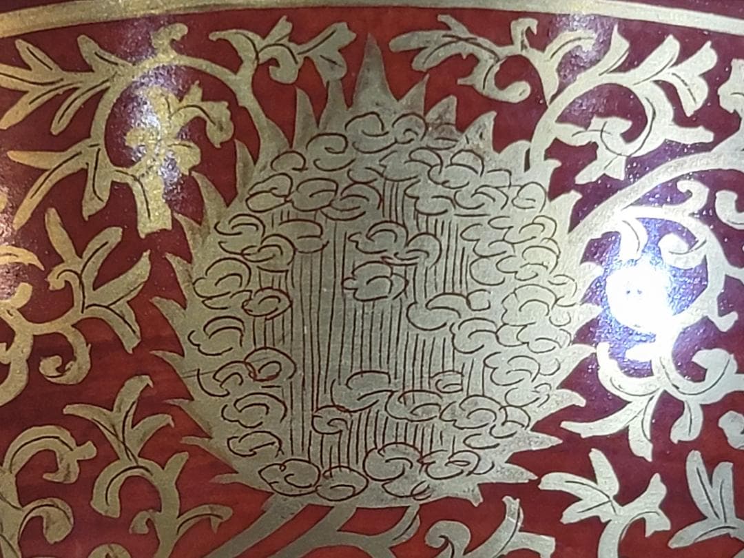 古美術 仿古金蘭手纏枝蓮花紋碗 共箱 茶道具