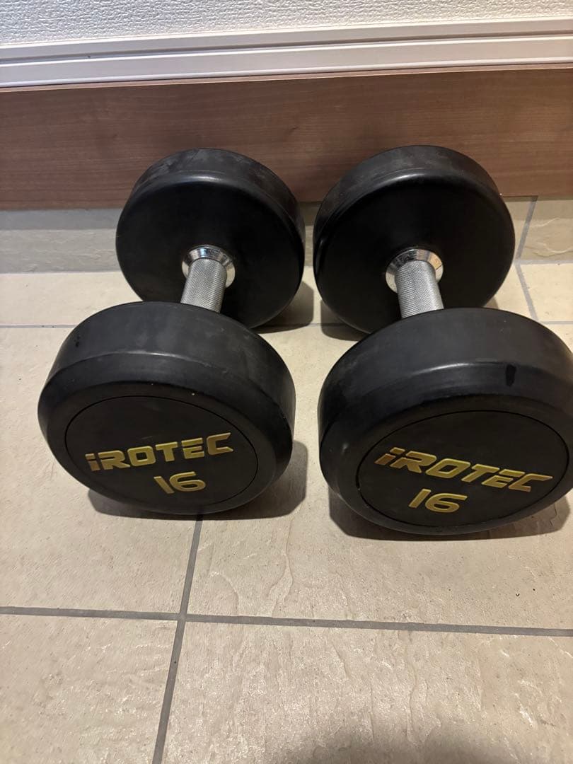 直接引き取り限定　アイロテック　16キロ　ダンベル　オールラバー　2個セット