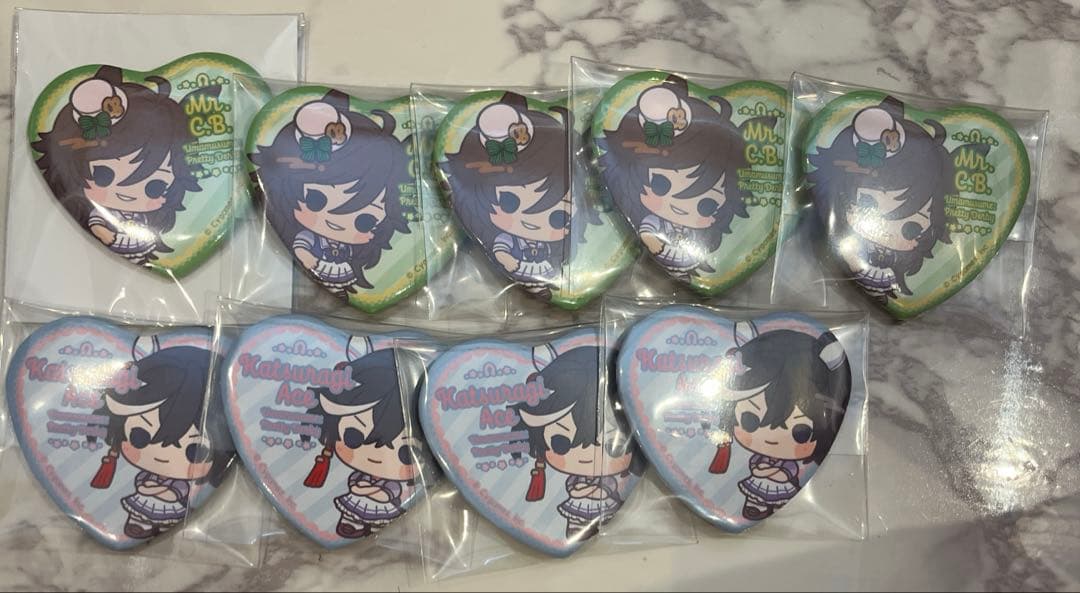 ウマ娘 ミスターシービー カツラギエース ハート型缶バッジ まとめ売り