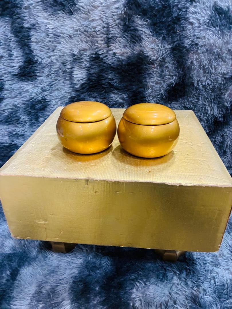 【野畑直子】作 金地漆絵四季花鳥図碁盤 碁笥 本蛤那智黒碁石 約42x45cm