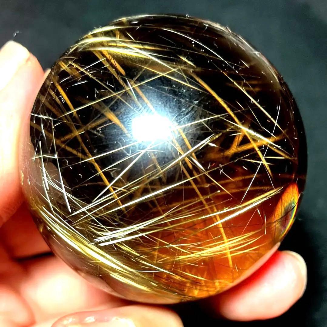 超絶綺麗✨48mm ゴールドルチルクォーツ　丸玉　スフィア　金針水晶