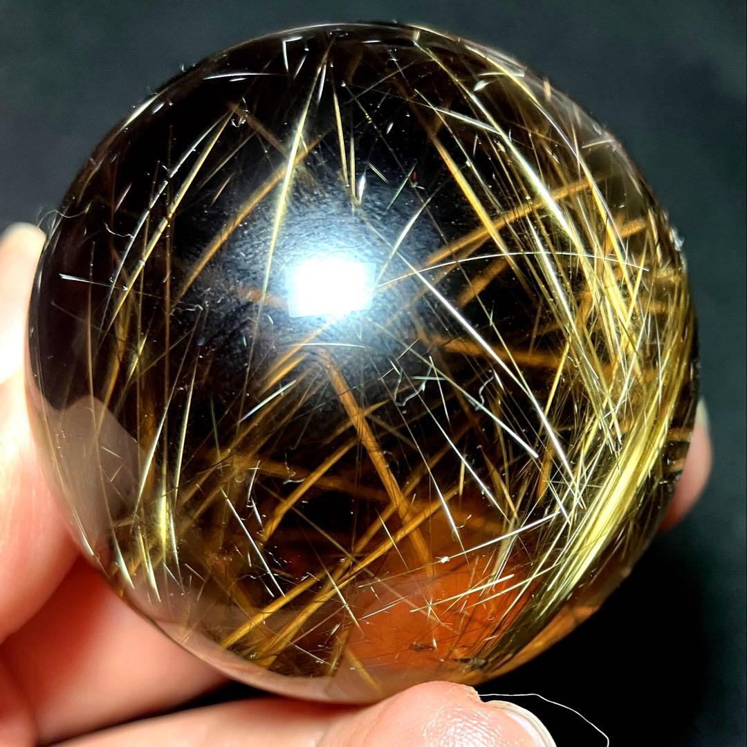 超絶綺麗✨48mm ゴールドルチルクォーツ　丸玉　スフィア　金針水晶