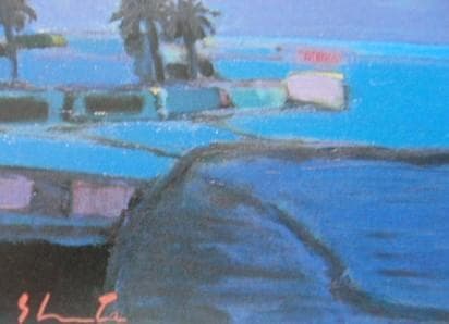 森崎 修太 【エジプトの月夜】 希少画集画、状態良好、新品高級額装付