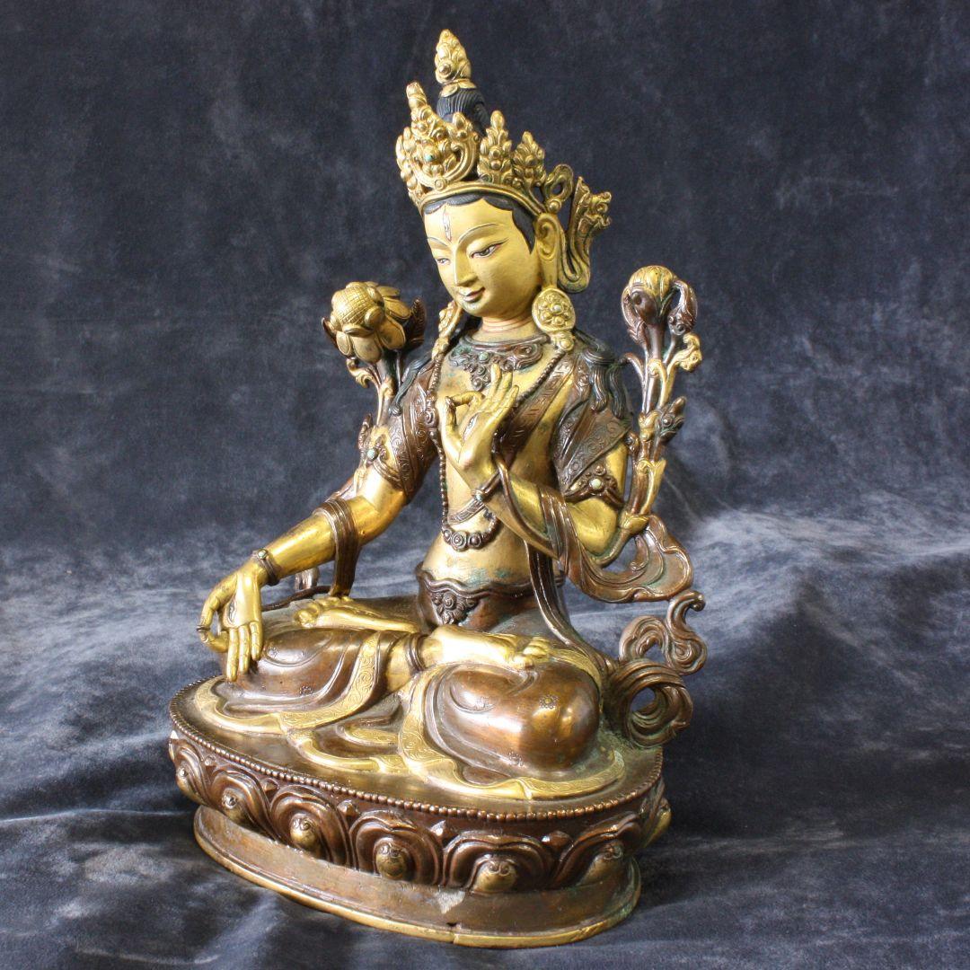 白多羅菩薩像（ホワイトターラ) 銅製鍍金仕上げ