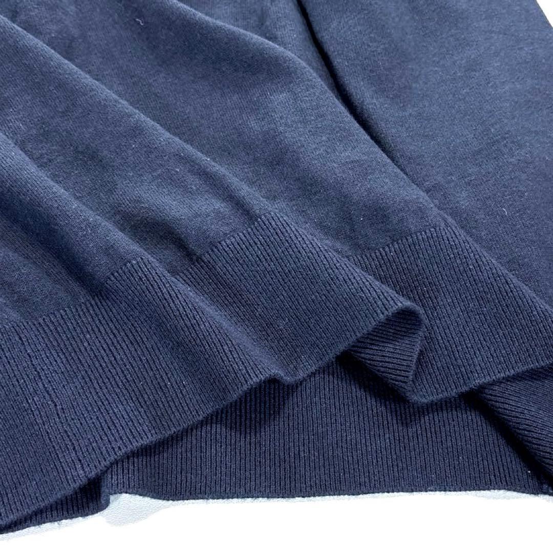 ラフアンドスウェル　長袖　ニットセーター　ネイビー　ビッグロゴ　M ウール混