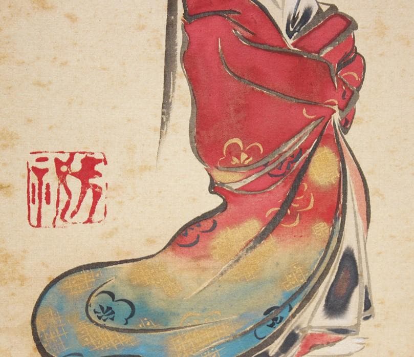 【真筆】◆『 尾形光琳 絹本 人物 五枚 』◆検）尾形乾山 俵屋宗達 本阿弥光悦