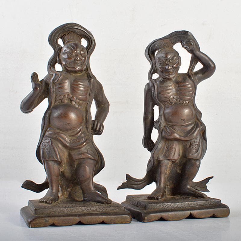 仏教美術　古銅　仁王像　金剛力士像　置物　H　R7416