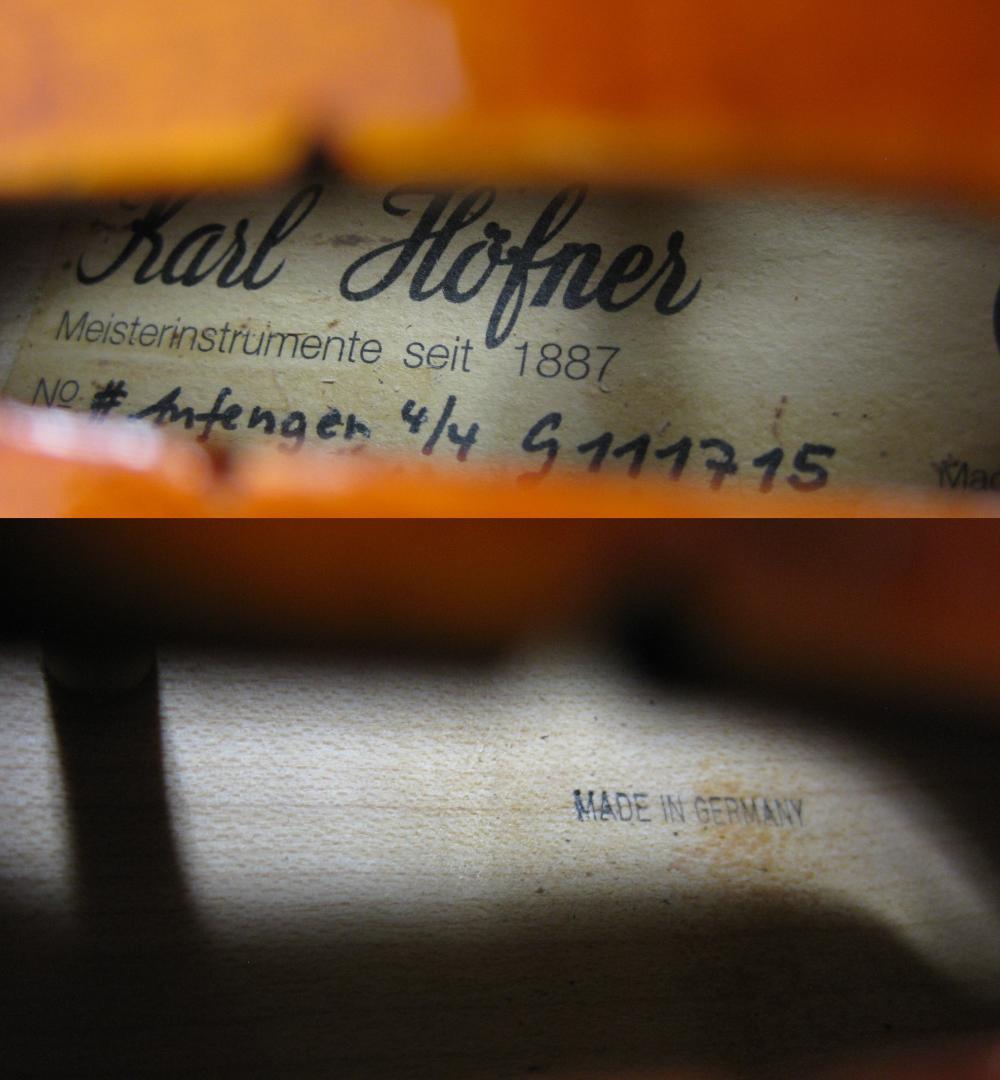 【美麗良杢】 ドイツ製 カールヘフナー Anfenger バイオリン セット