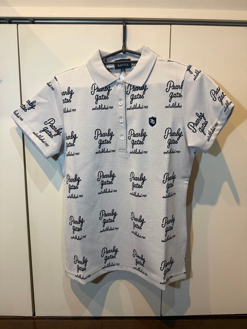 【新品】パーリーゲイツ サイズ0 総柄ロゴ ライトグレー レディース