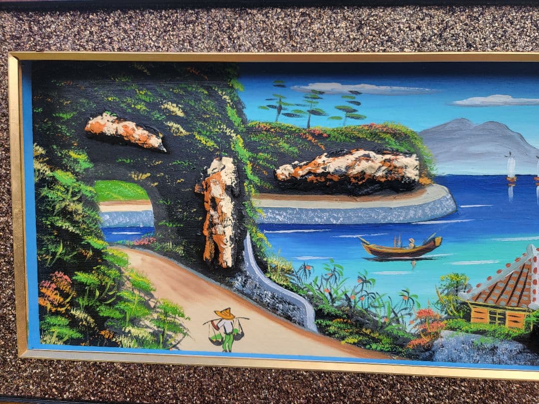 風景画 沖縄　アンティーク　絵画　絵　 約87.5cm x 42.5
cm