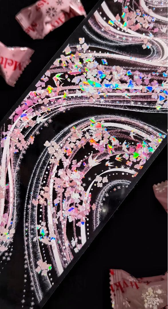 【9065】海外　マスキングテープ　3.75/5/巻　貝殻光　花びら背景・装飾系