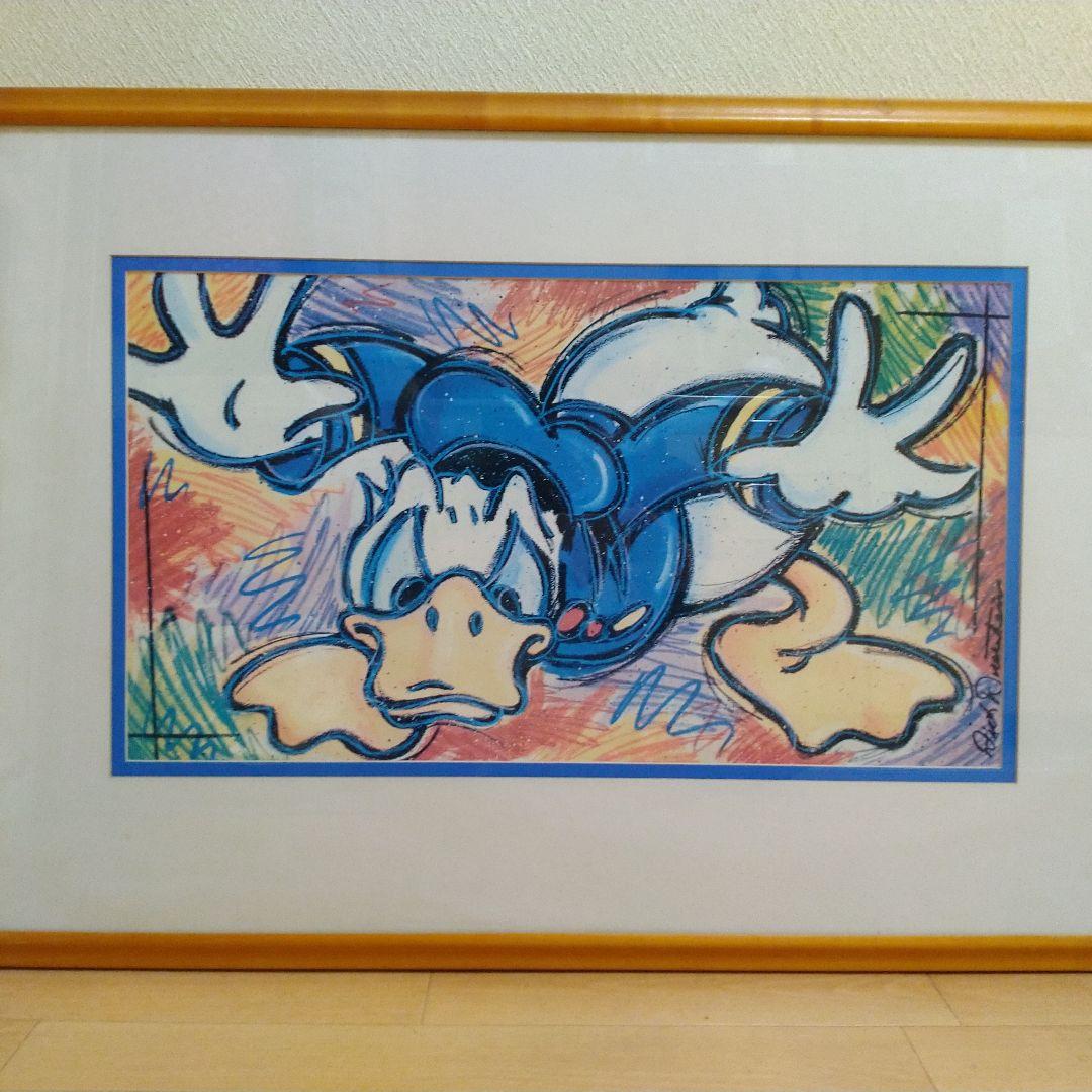 ディズニー系列ホテルで使用されていた額縁入ドナルドダックポスター【鑑定書付】