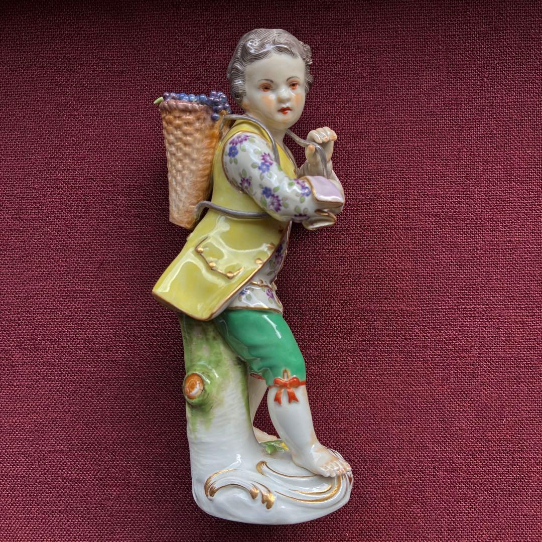 蒼*様 マイセン　Meissen 陶器製 子供 フィギュア ぶどう　葡萄　少年