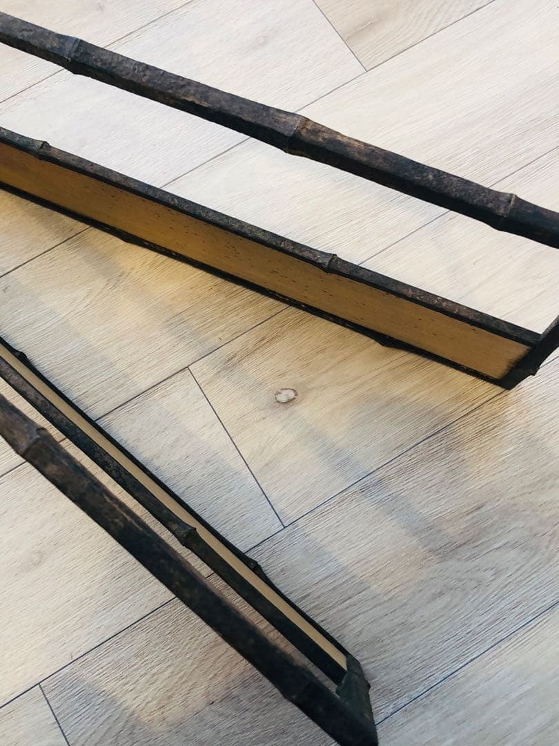 指物師　善州　造 古竹意　炉屏　２枚折 共箱付き 煎茶道具結界斑竹