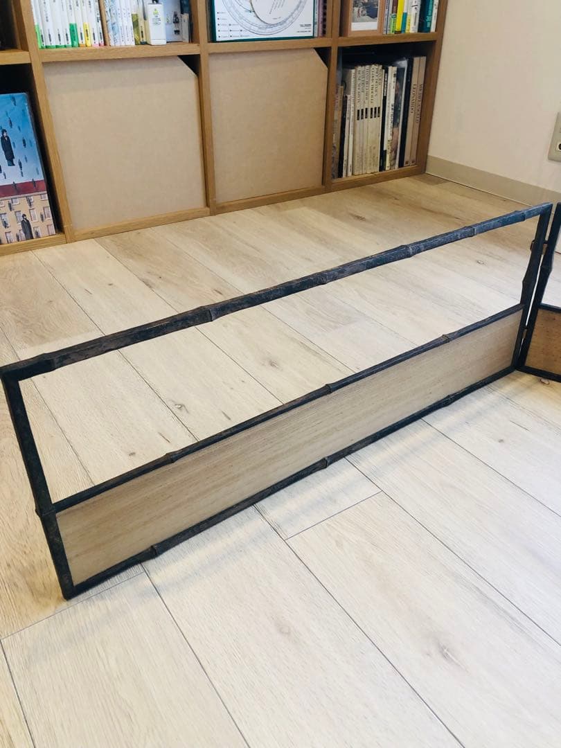 指物師　善州　造 古竹意　炉屏　２枚折 共箱付き 煎茶道具結界斑竹