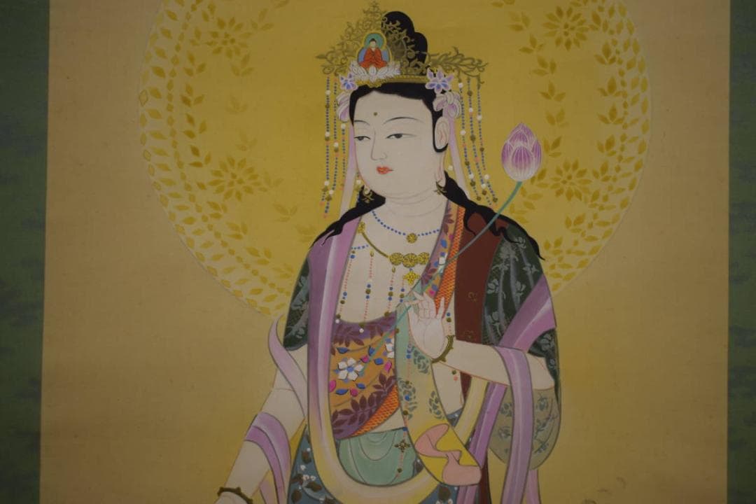 春篁/龍頭観音図/龍上観音図/布袋屋掛軸HI-782