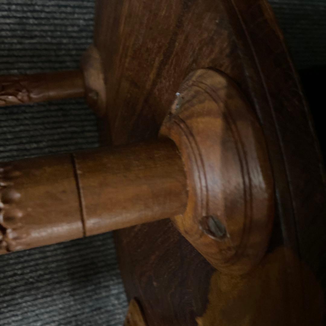 INDIA製 インド製　木製3段サイドテーブル　アンティーク