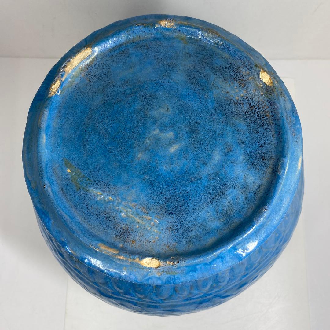 専用　中国美術唐草彫均窯　大花瓶　共箱　高さ30㎝　東Y7-0404☆2Fタサオ