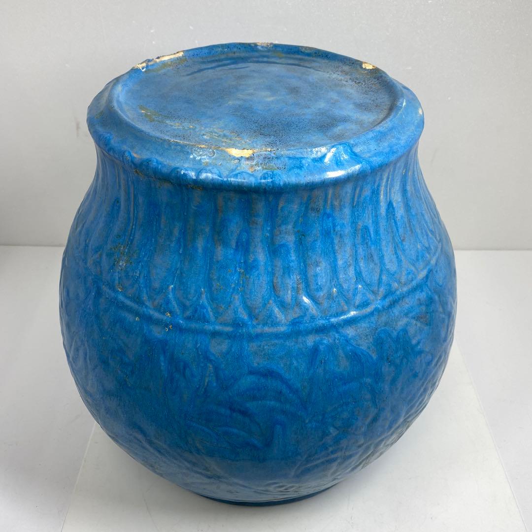 専用　中国美術唐草彫均窯　大花瓶　共箱　高さ30㎝　東Y7-0404☆2Fタサオ