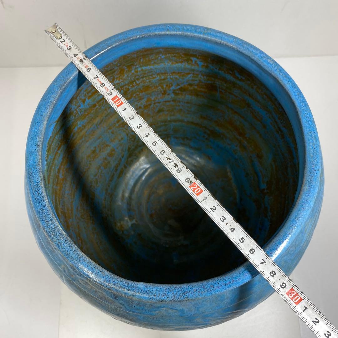 専用　中国美術唐草彫均窯　大花瓶　共箱　高さ30㎝　東Y7-0404☆2Fタサオ