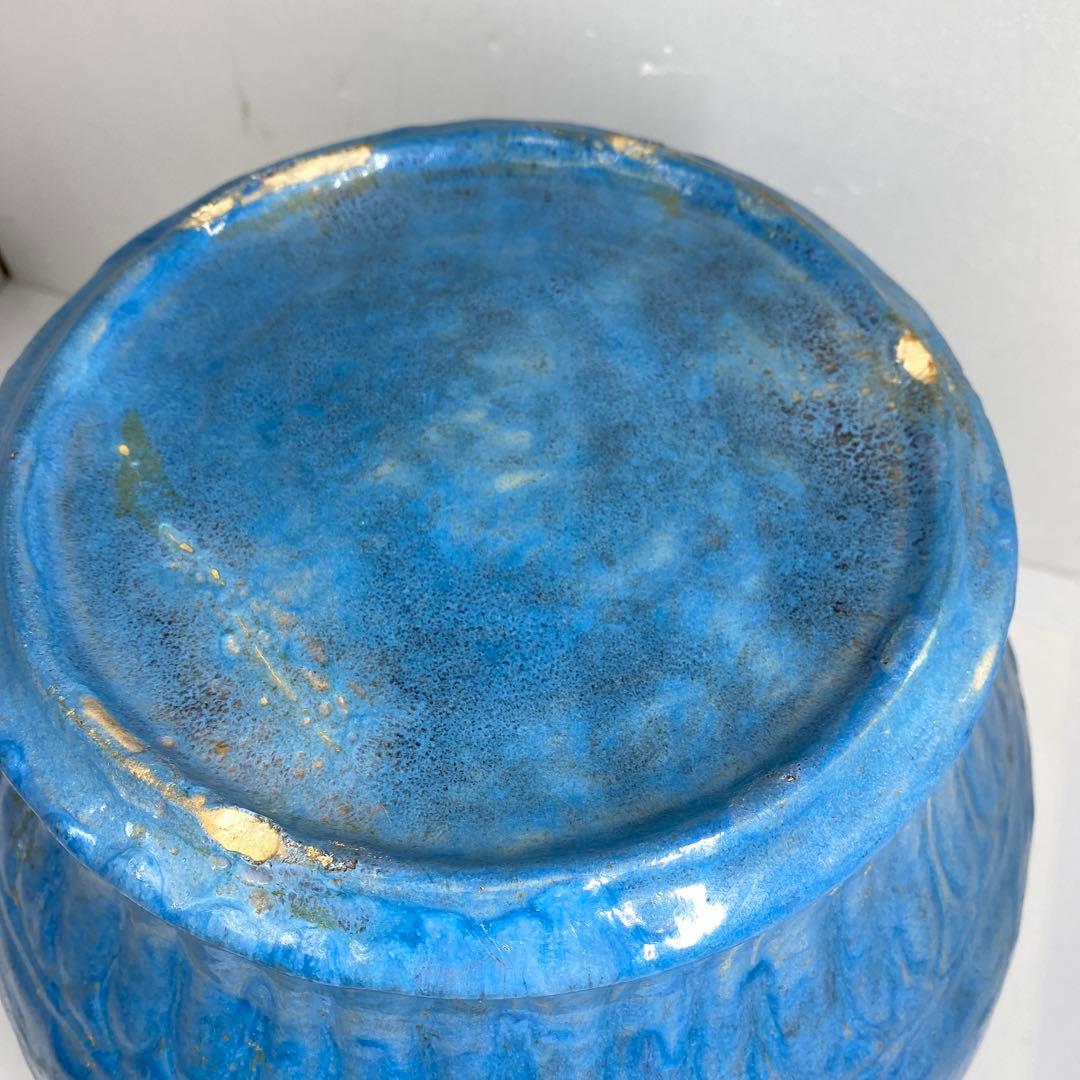 専用　中国美術唐草彫均窯　大花瓶　共箱　高さ30㎝　東Y7-0404☆2Fタサオ