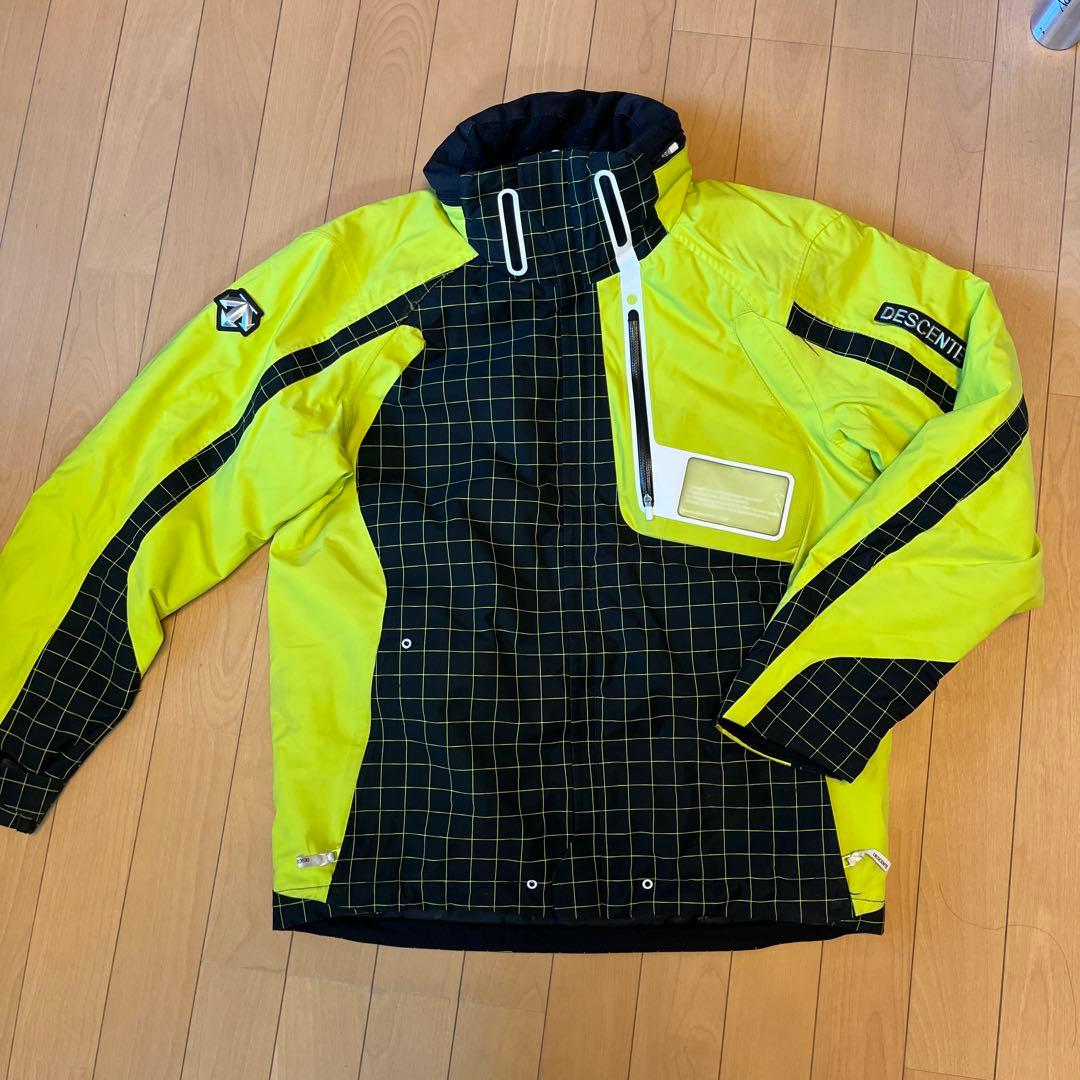 DESCENTE スキーウェア チェック柄 イエロー/ブラック