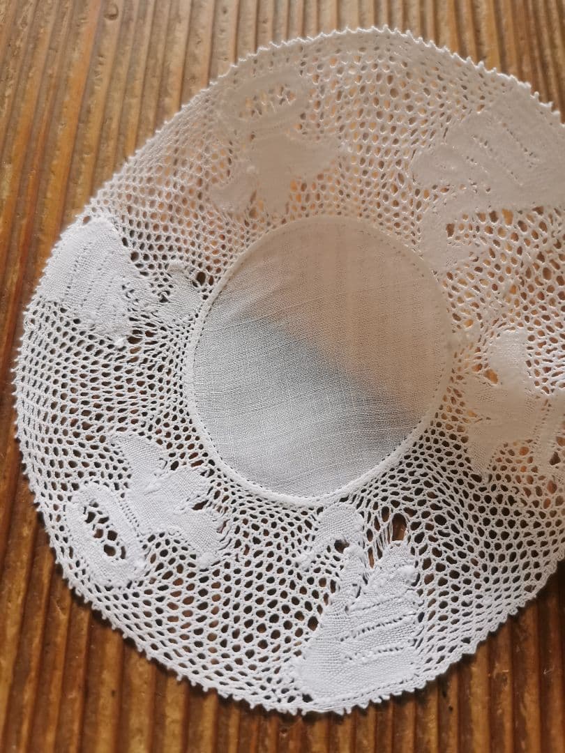 アンティークベルギー フレミッシュボビンレース コースタードイリー 白鳥と百合