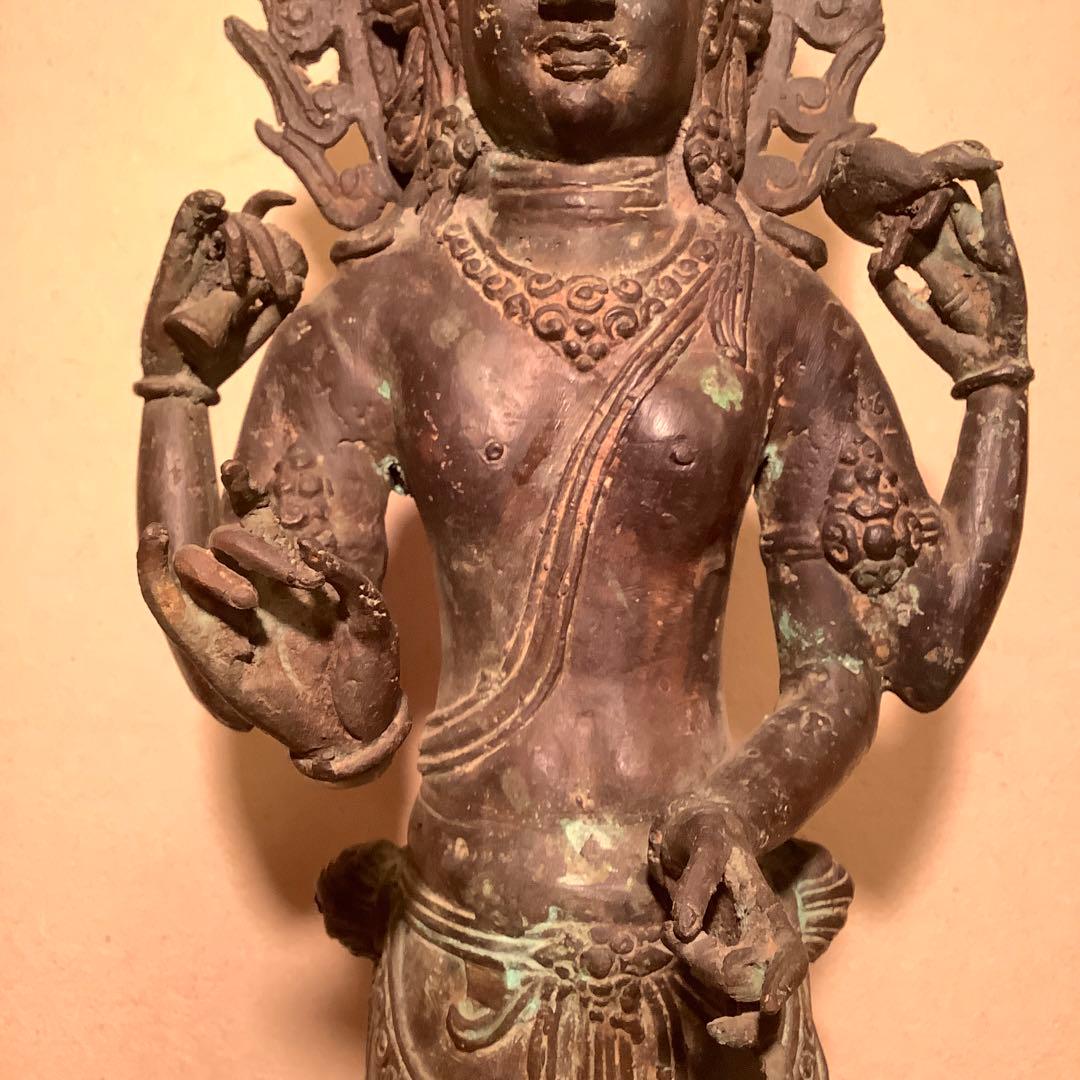ガンダーラ仏「一面四臂菩薩」クシャーナ朝・マトゥラー美術・エローラ寺院・古銅特大