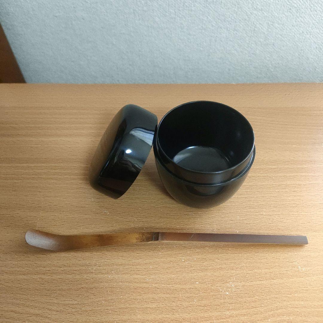 〈未使用〉茶道具　お点前セット　茶箱(桐)入り　茶碗　建水　棗　茶杓【T-9】