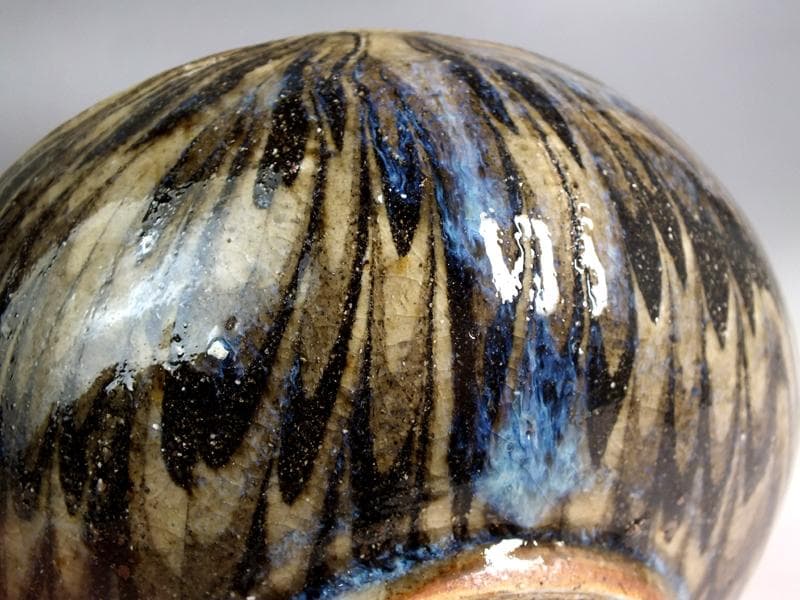 ☆ 上田恒次 作 練上鶉文 茶碗 共箱 上手です!! B3