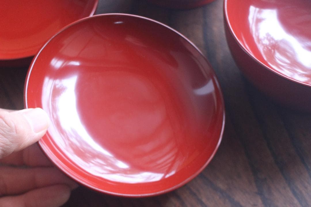 保管傷有！時代朱漆に風情ある富士松沈金の映えるお椀2点（検輪島塗蒔絵椀煮物椀