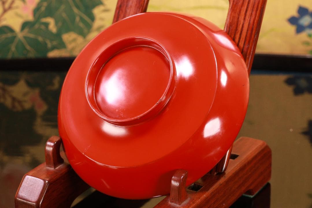 時代輪島塗　草花蒔絵　吸物椀　十客　木製　茶道具　懐石　菓子　BJ134