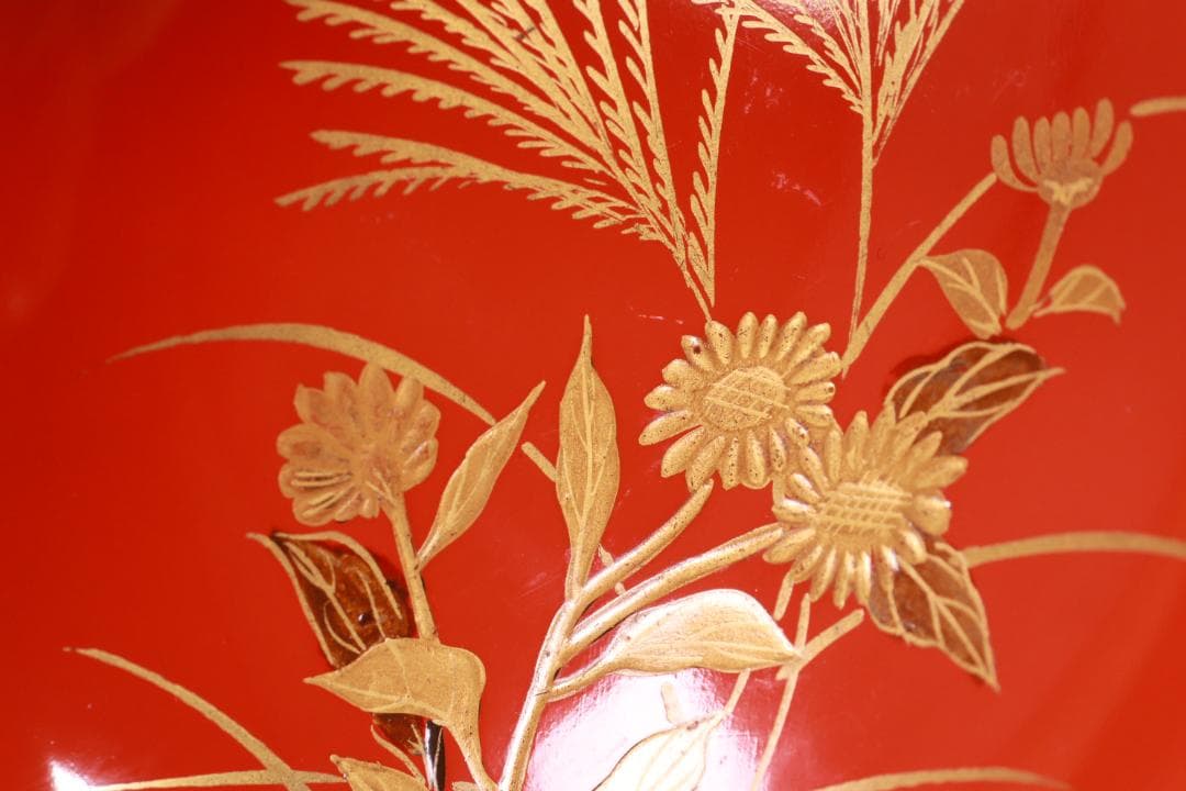 時代輪島塗　草花蒔絵　吸物椀　十客　木製　茶道具　懐石　菓子　BJ134