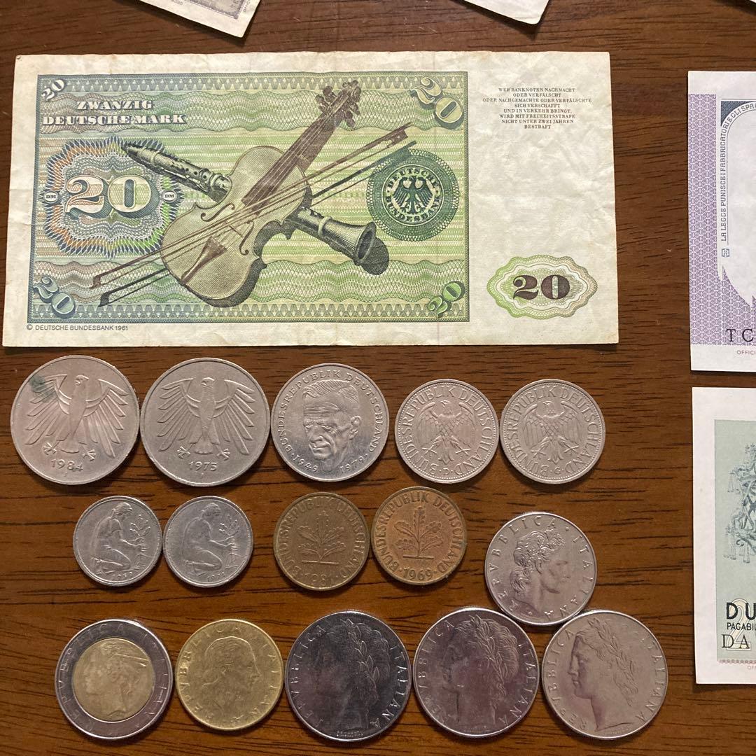 外国紙幣 ドイツ イタリア 旧紙幣 旧硬貨 1980年代