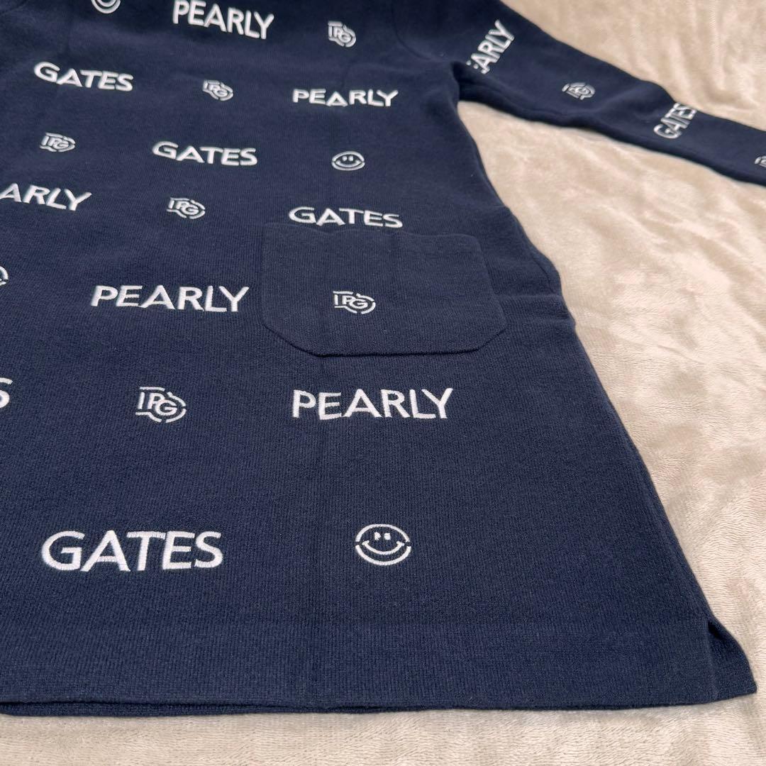 パーリーゲイツ モックネック ニットワンピース 刺繍 ネイビー 0 レディース