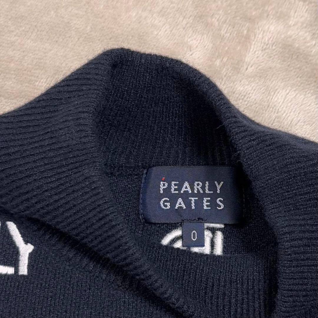 パーリーゲイツ モックネック ニットワンピース 刺繍 ネイビー 0 レディース