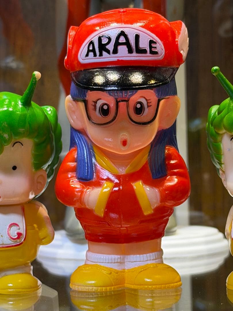 当時　アラレちゃん 貯金箱 ＆ ガッちゃん ソフビ 2体セット ポピー 東海銀行